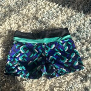 Aeropostale Blue and Green Patterned Athletic Shorts